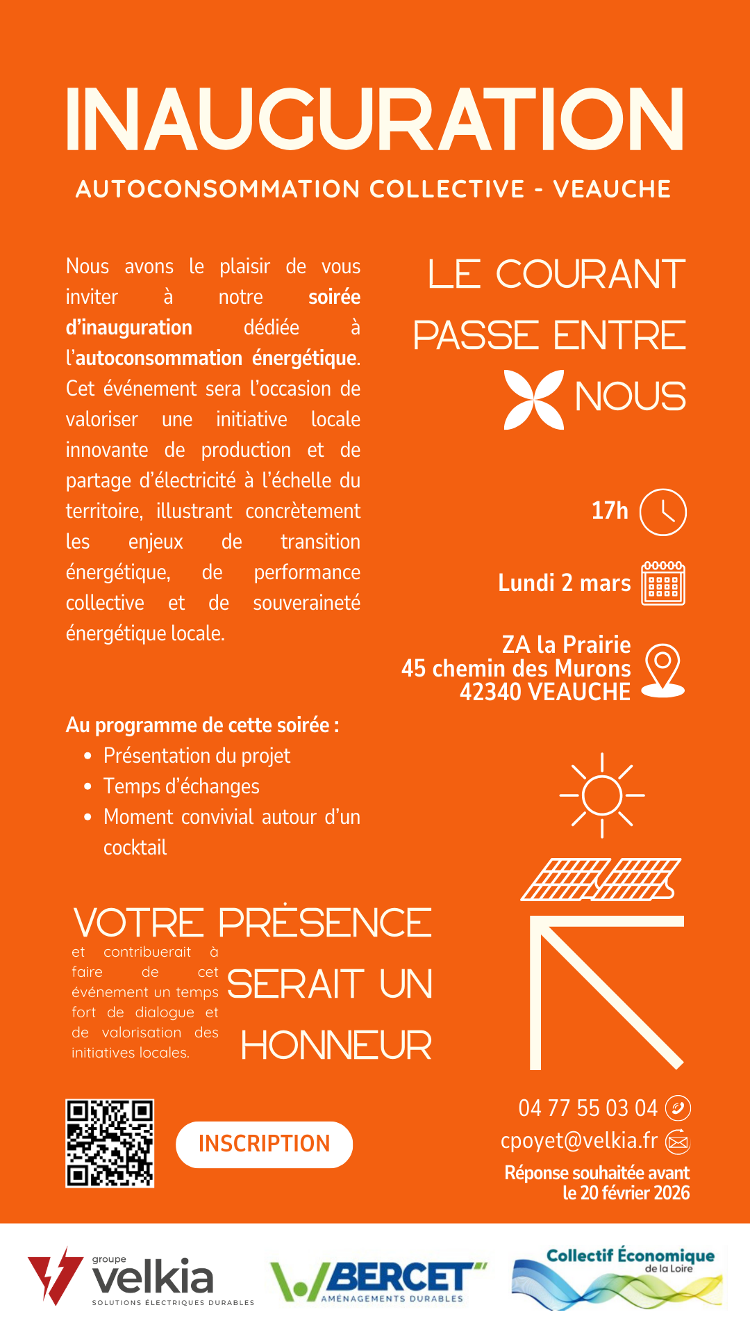 Invitation inauguration d’autoconsommation collective à Veauche